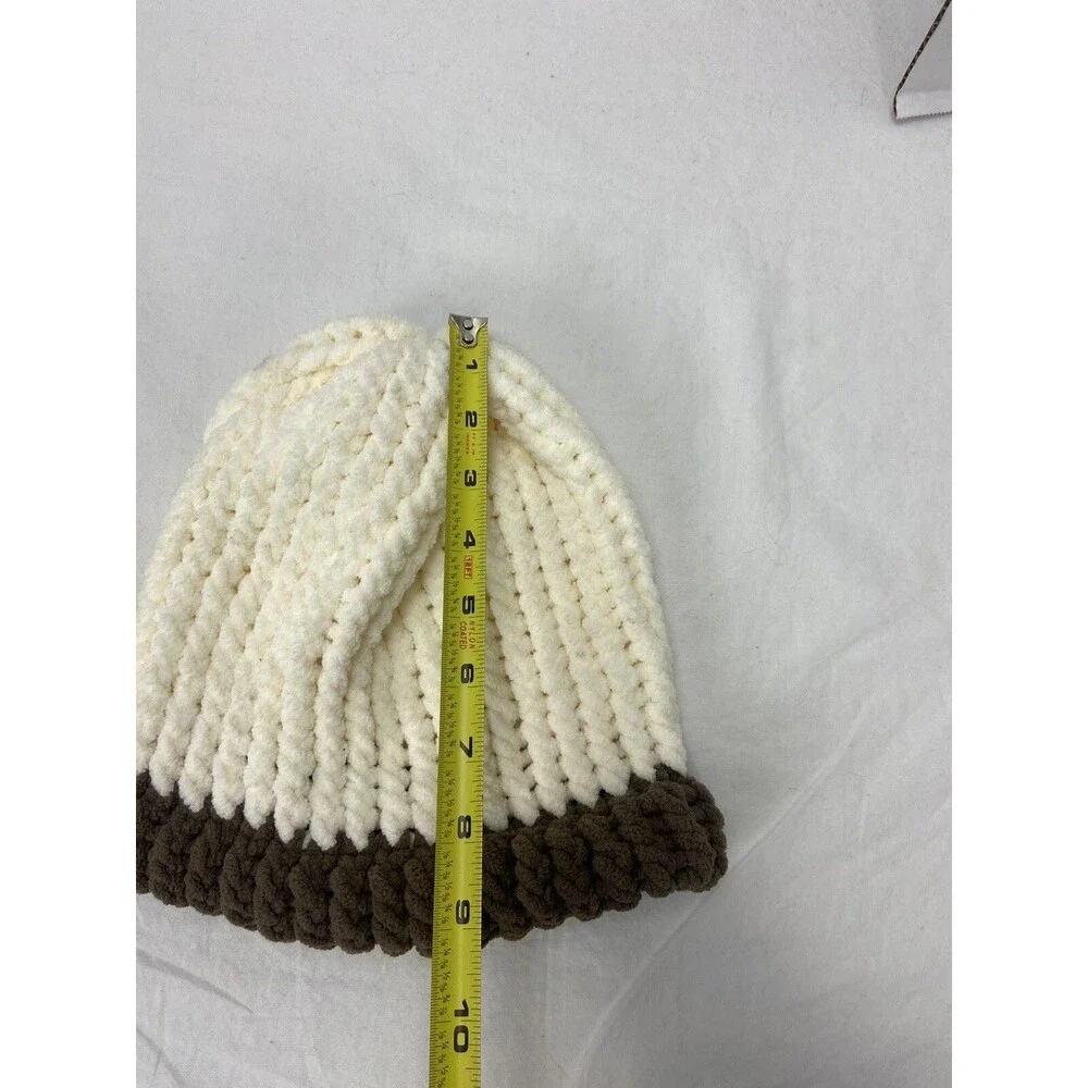 Handmade Knitted Hats Blue And Gold Cream And Brown Stretch Michigan Colors